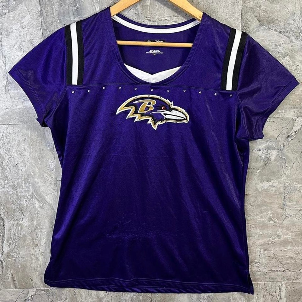 Baltimore Ravens purple and white Rhinestone jersey Woman's XL  #NFL #Ravens